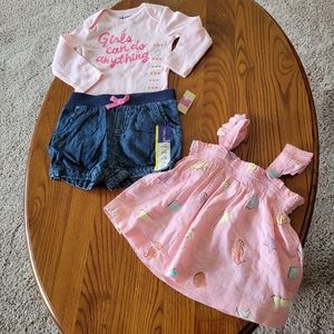 Bundle of 3 toddler girl's pieces, size 12 months - NEW